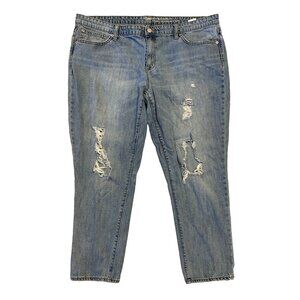 GAP Sexy Boyfriend 100% Cotton Jeans Medium Wash Denim distressed sz 14